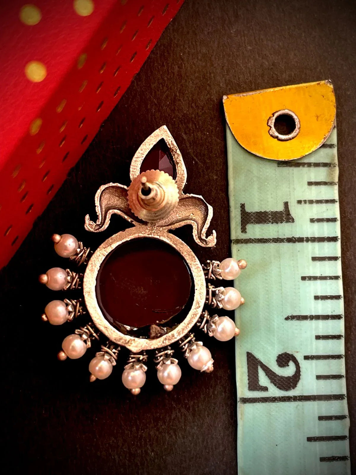 Silver Replica Big Monalisa Stone Circular Stud Earring