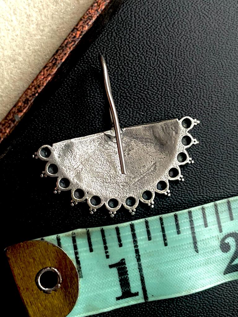 Black Polish Brass Half Circular Stud Earring