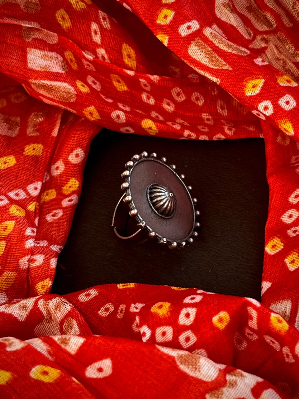 Oxidized Black Polish Round Ring