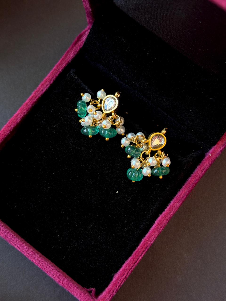 Pachi Kundan Beaded Necklace with Earring set