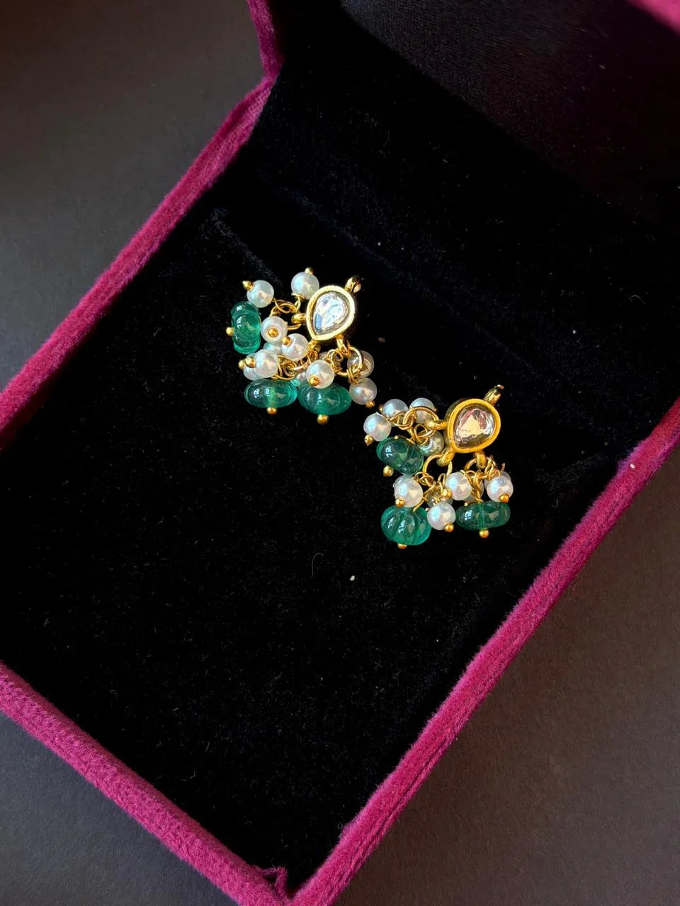 Pachi Kundan Beaded Necklace with Earring set
