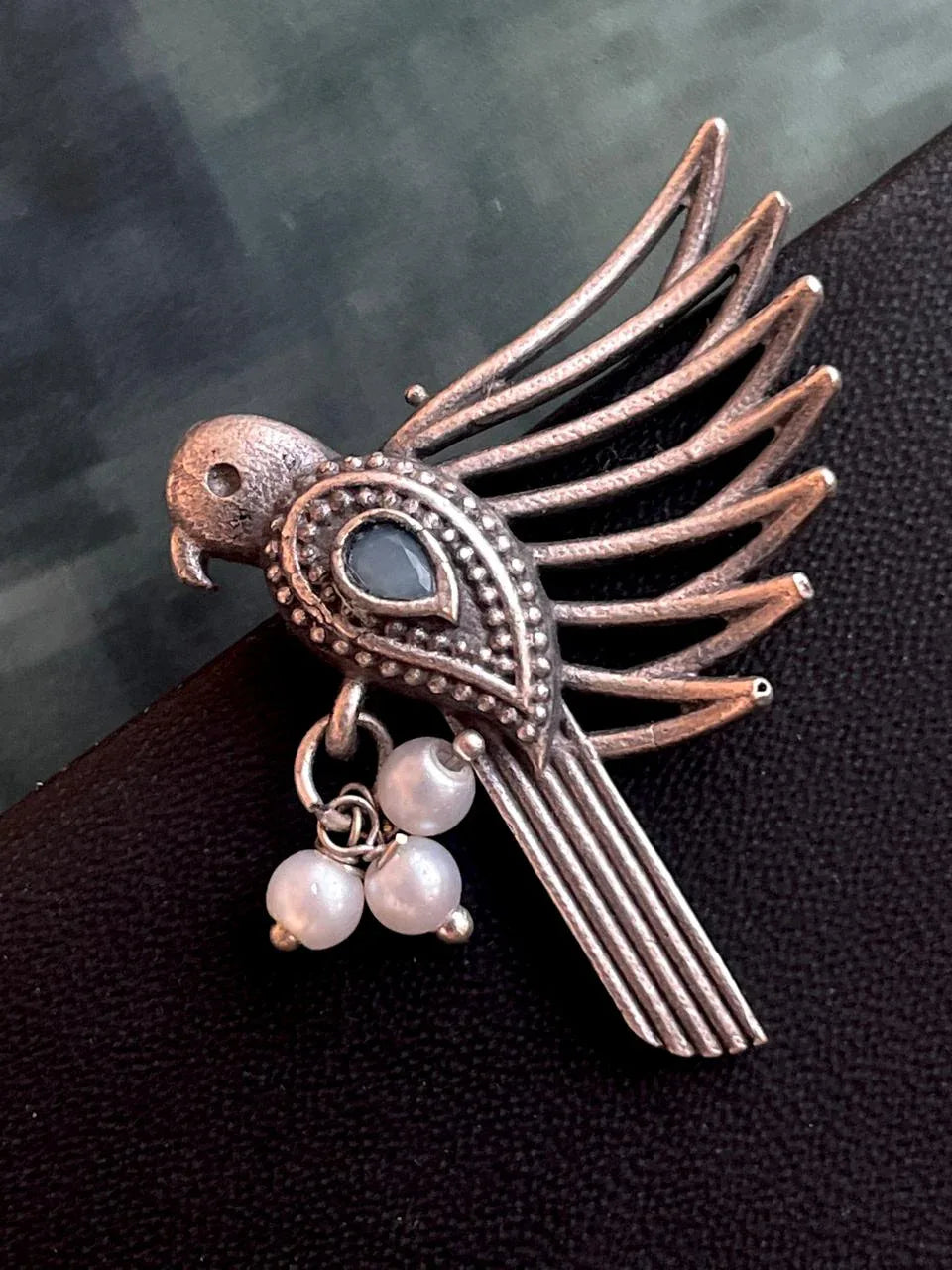 Oxidized Bird Shape Antique Stud Earring