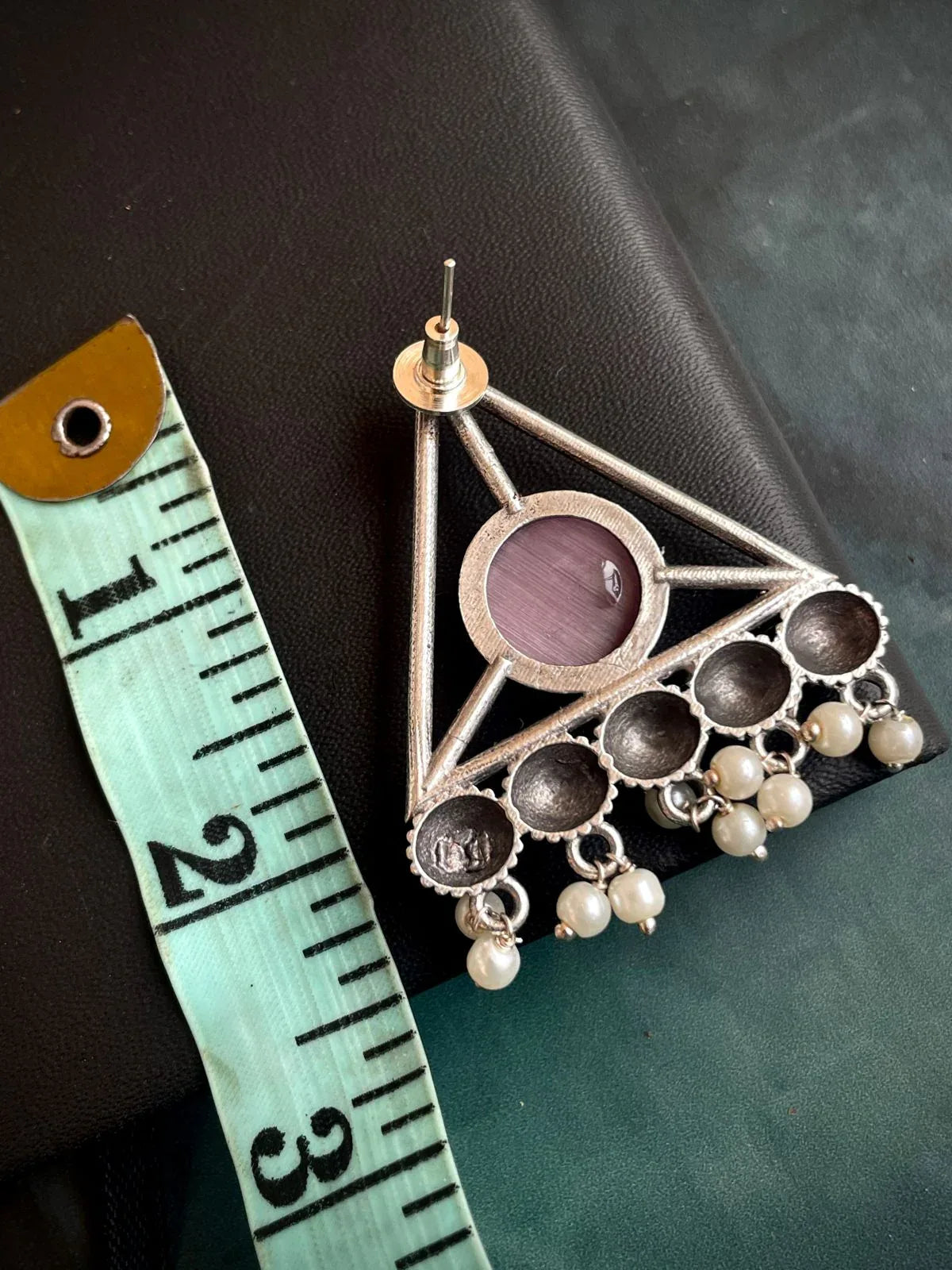 Silver Replica Triangular Shape Stud Earring