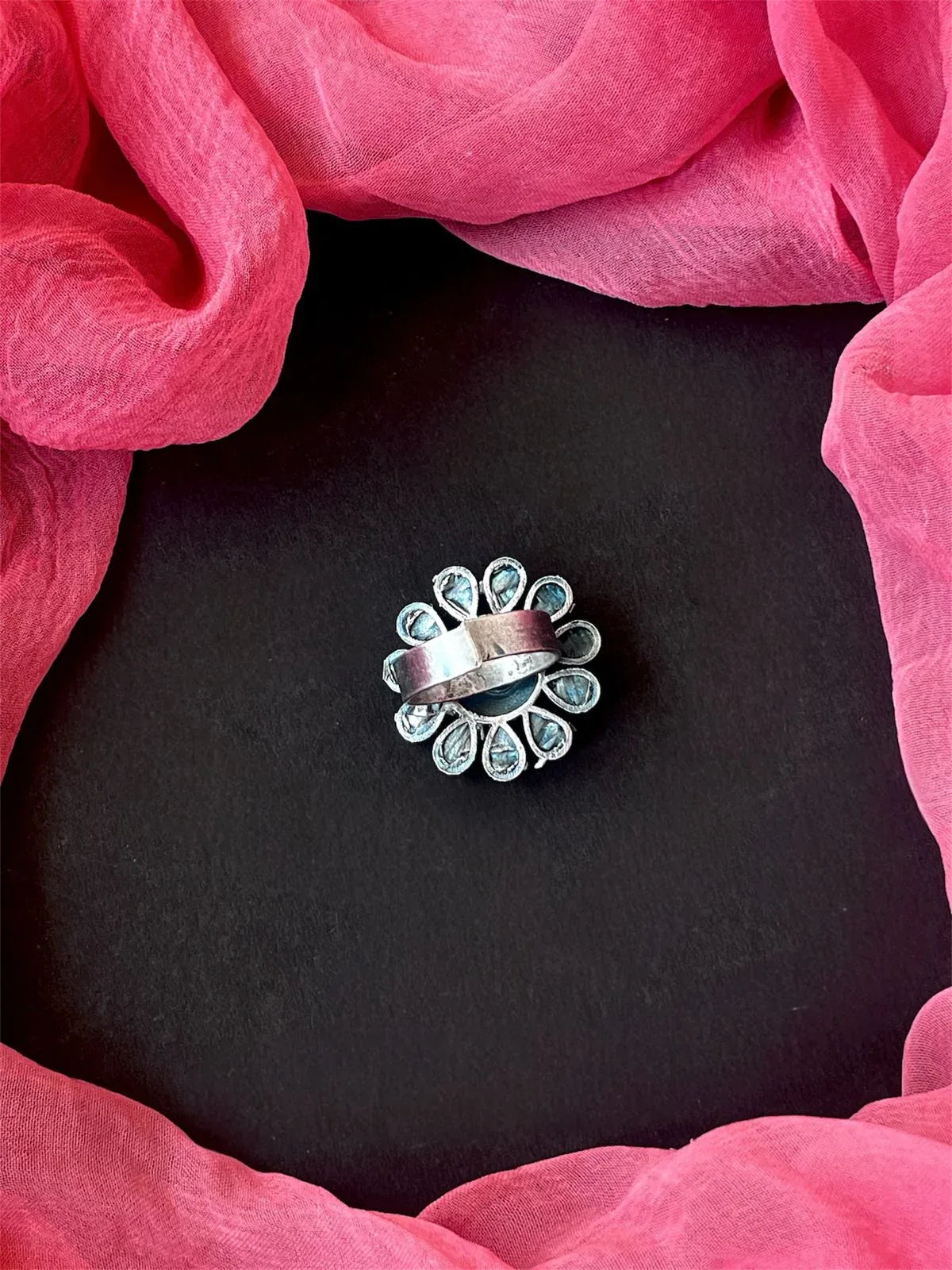 Floral Silver Replica Ethnic Ring