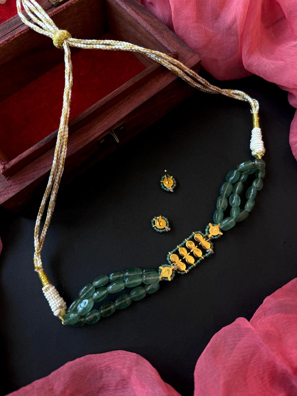 Pachi Kundan Stone Beaded Choker Necklace