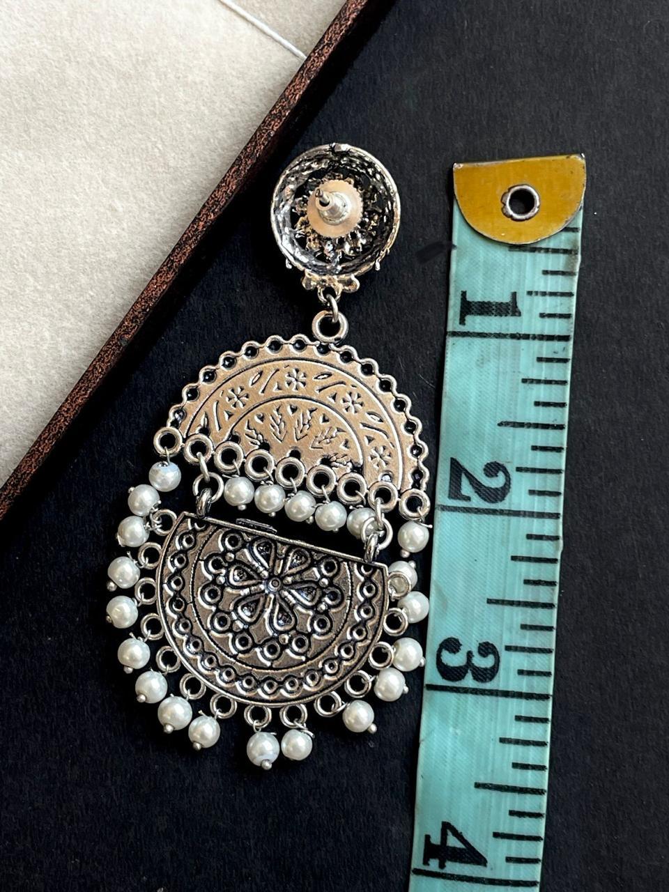 Double Chandbali Oxidized Earring