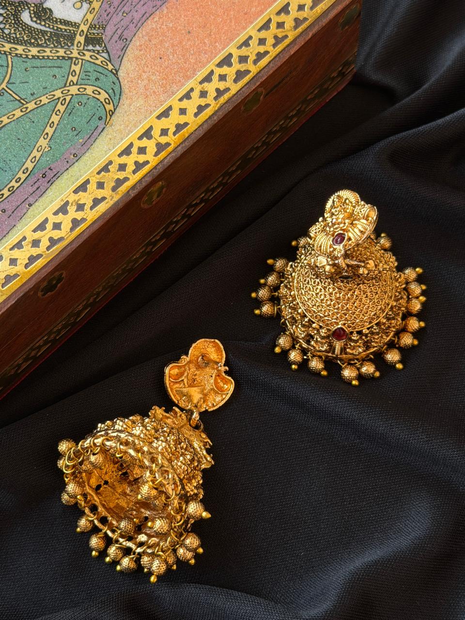 Matt Finish Golden Temple Earring