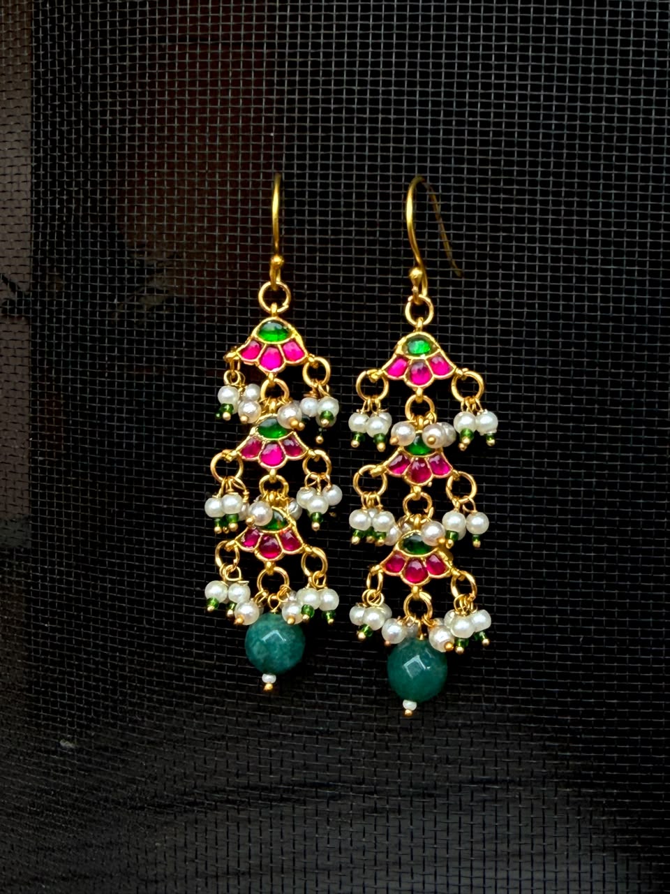 Pachi Kundan Stone Beaded Earring