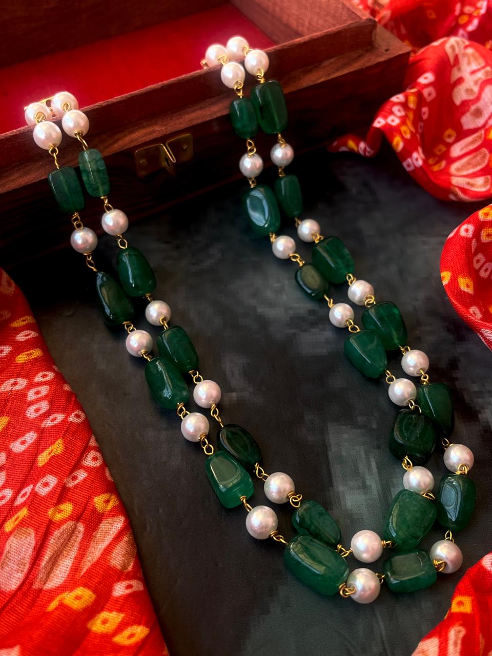 Semi Precious Stones and Pearl Mala