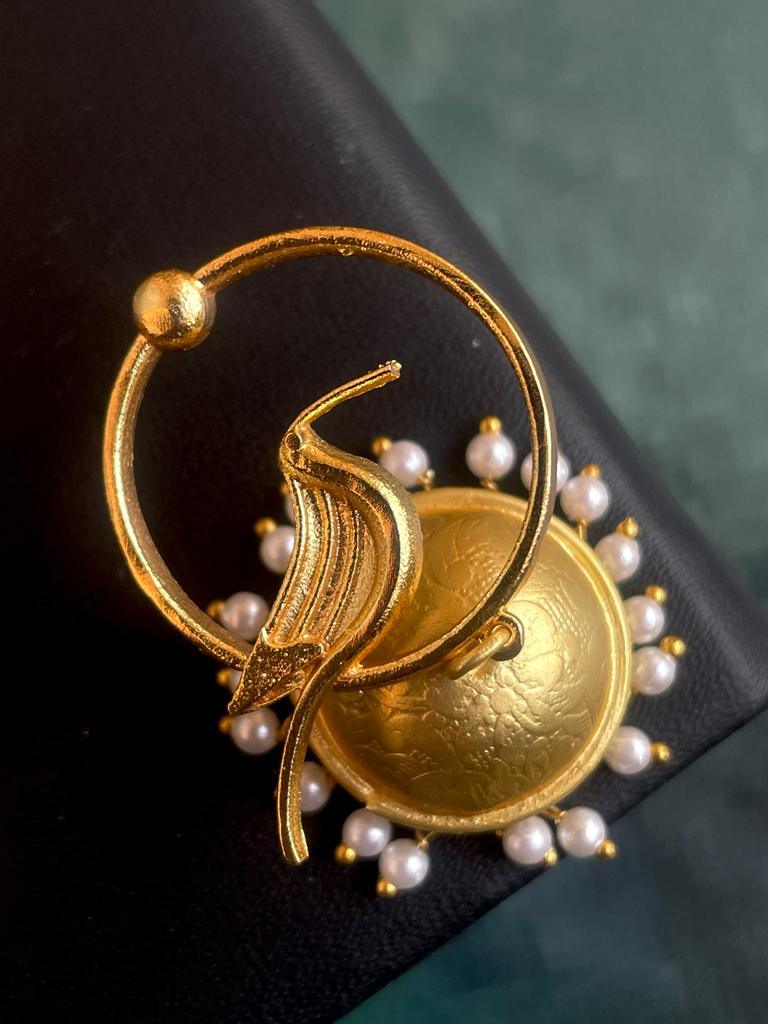 Golden Jhumki with Golden Bird Top Earring
