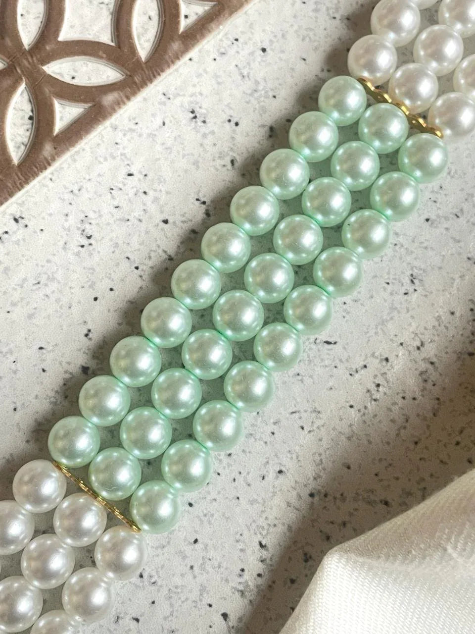 Shell Pearl Three Layer Choker with Earring set