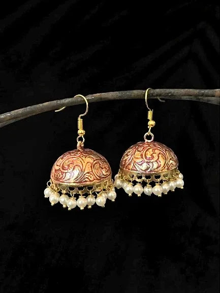 Meenakari Dome Shape Jhumka Earring
