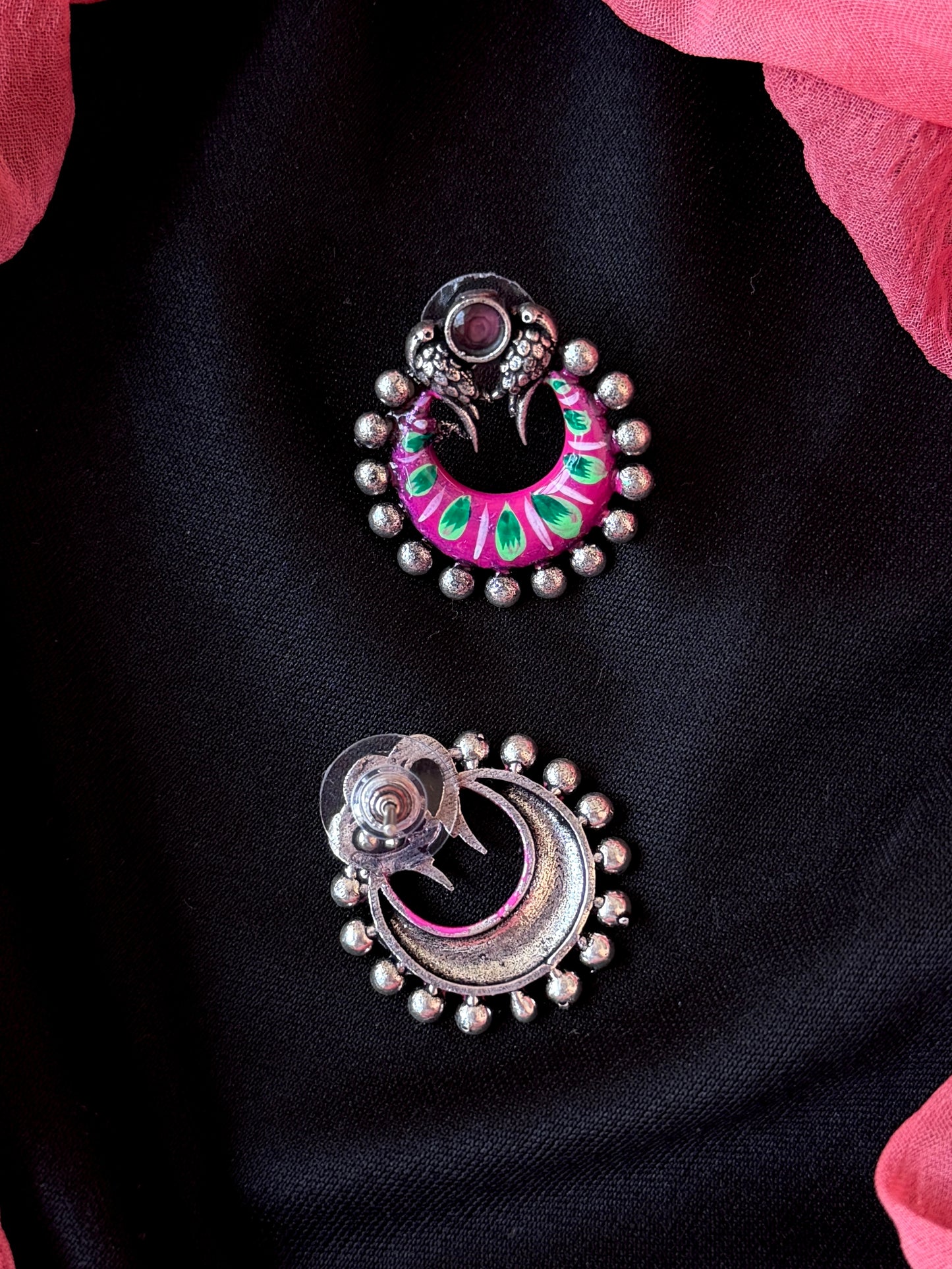 Hand Painted Silver Replica Earring