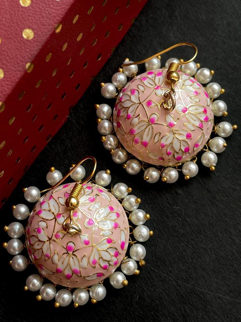 Meenakari Dome Shape Jhumka Earring