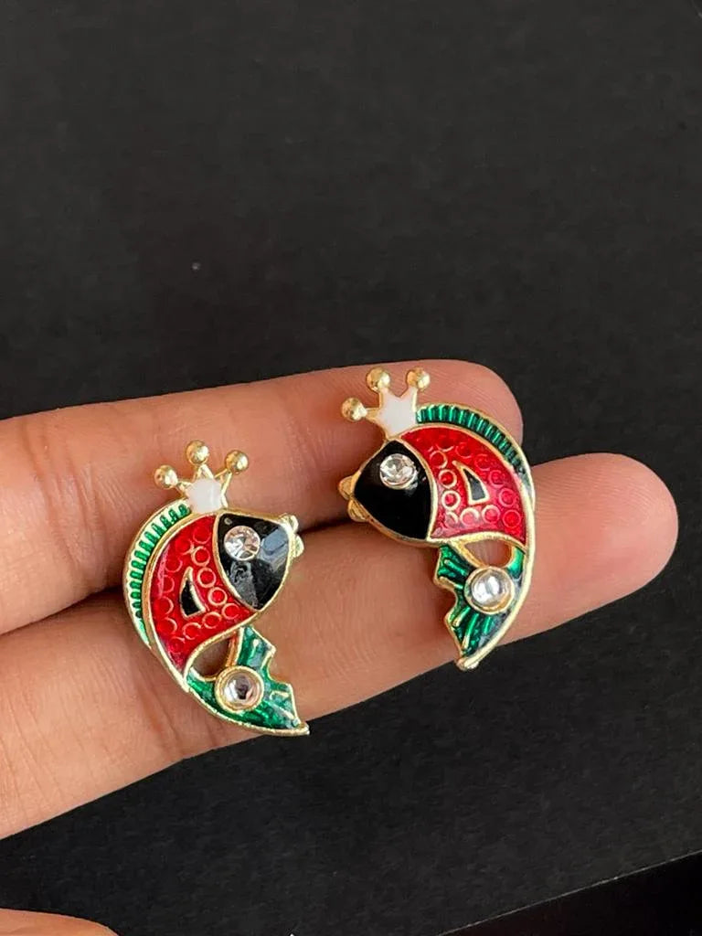 Meenakari Fish Shape Trendy Casual Wear Stud Earring