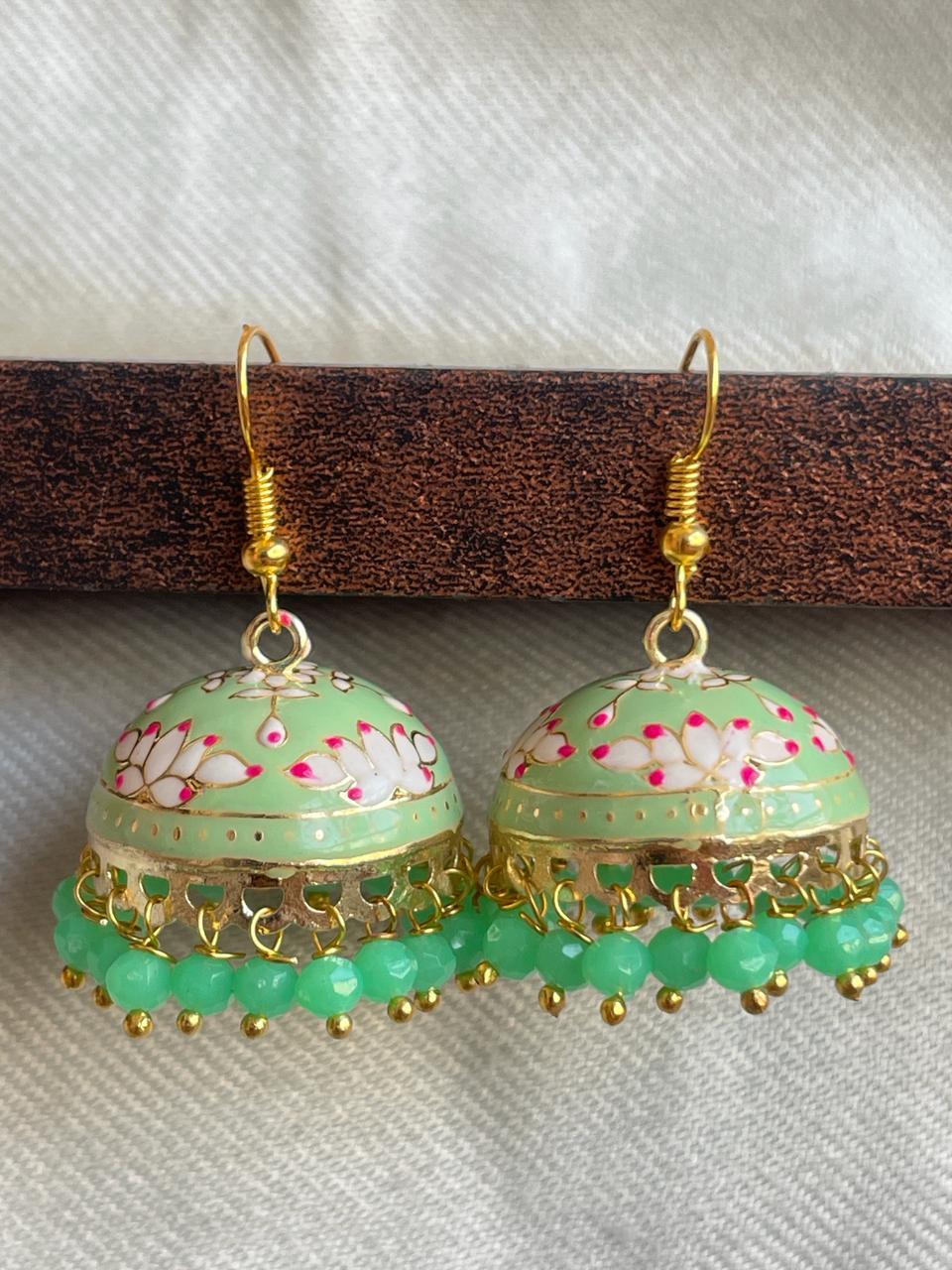 Meenakari Jhumka Earring with Ring set