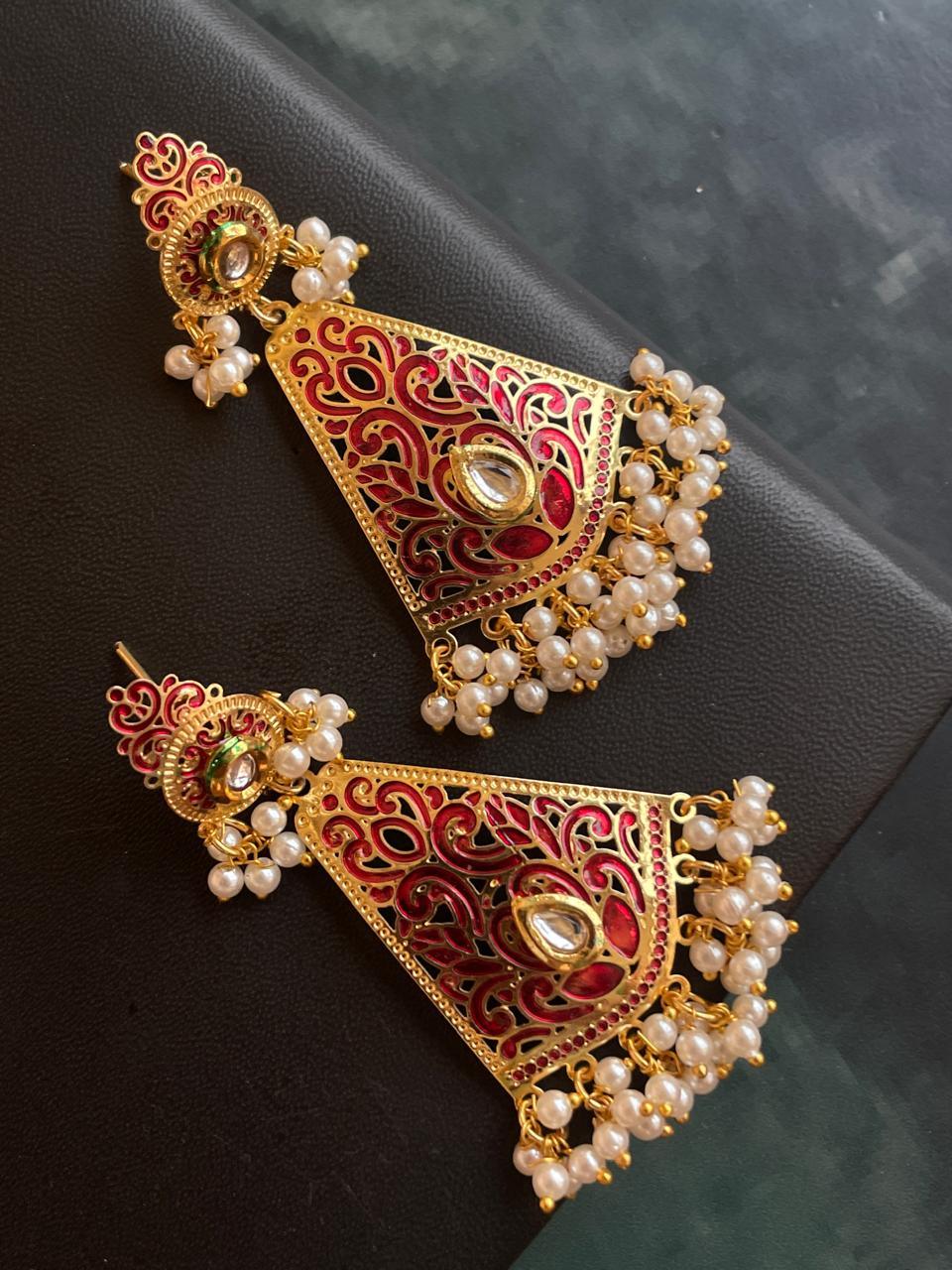 Meenakari Kundan Beaded light weight Earring