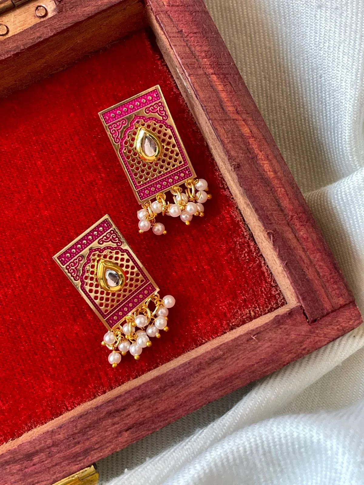 Meenakari Kundan Beaded Earring