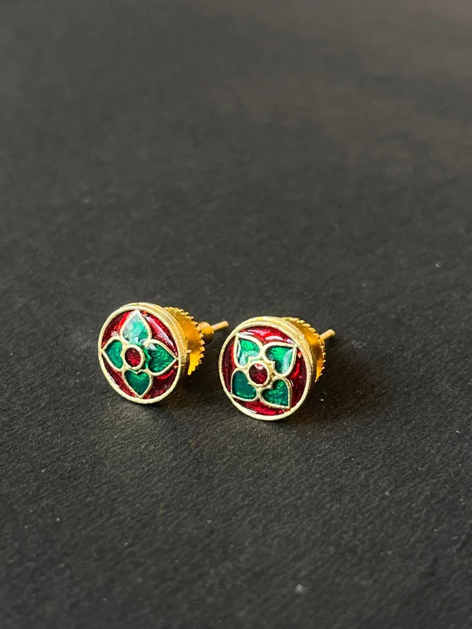 Gold- Plated Meenakari Small Stud Earring