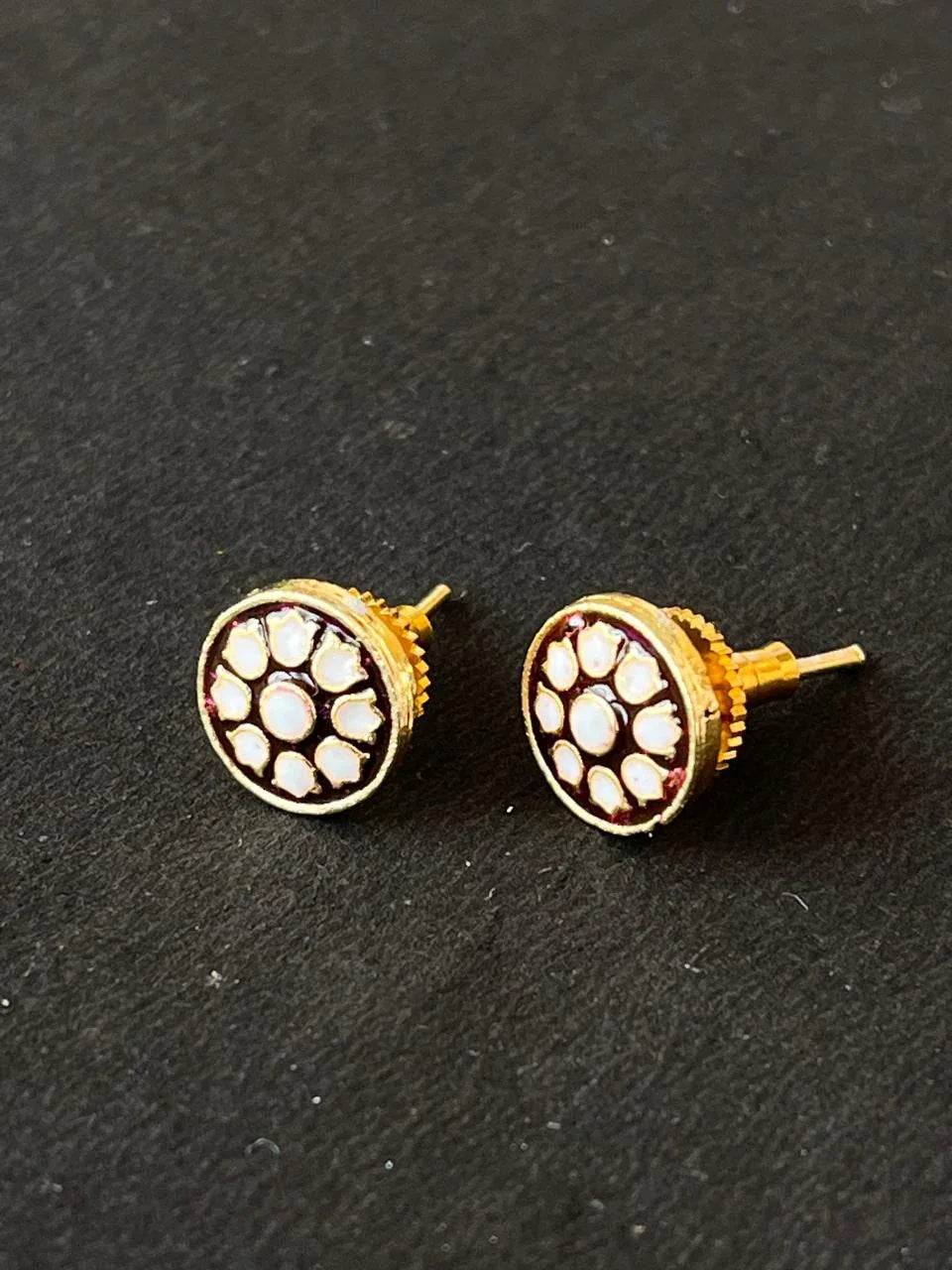 Gold-Plated Meenakari Dot Print Small Stud Earring