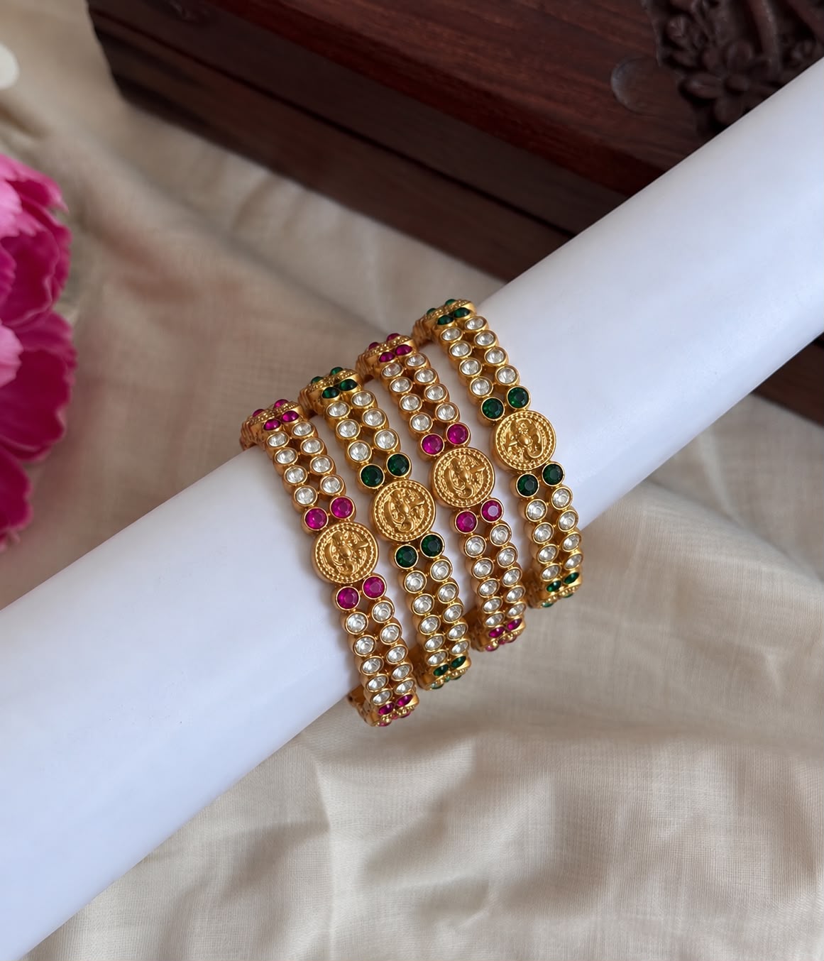 Stone Golden Ethnic Bangles