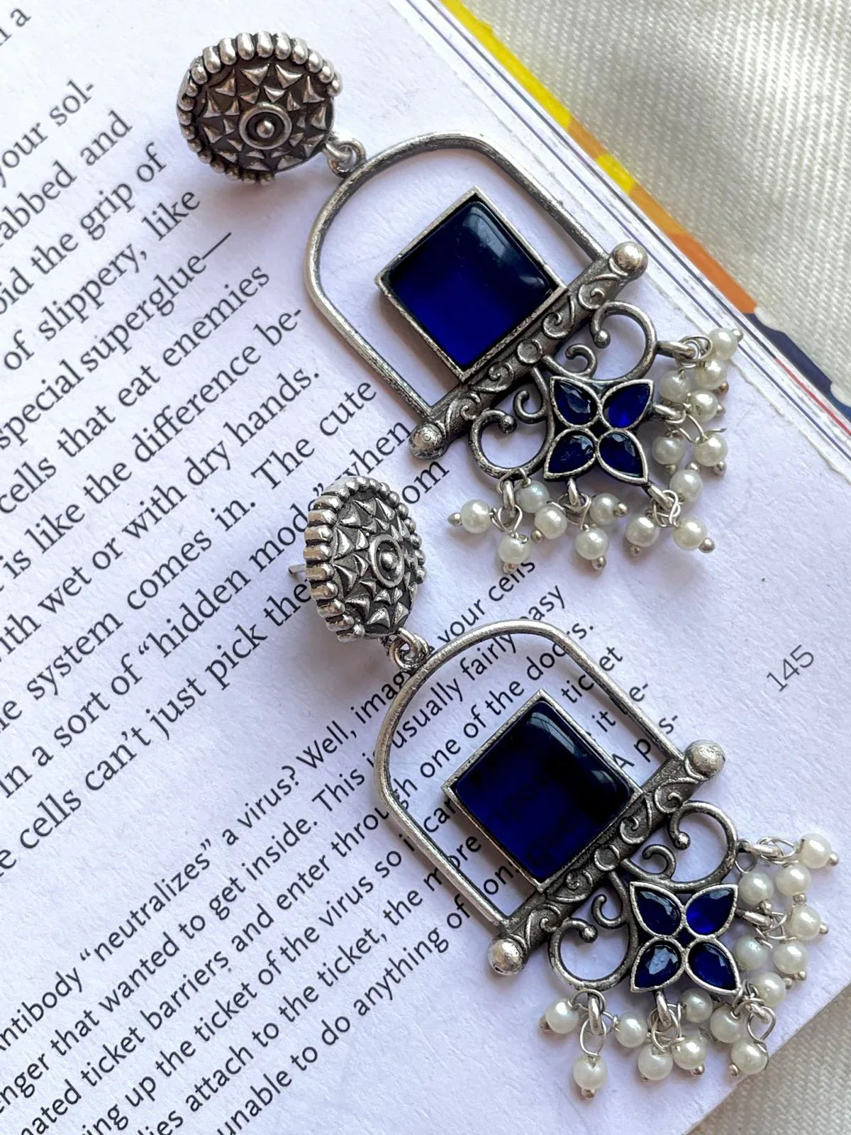 Silver Replica Light weight Monalisa Stone Drop Earring