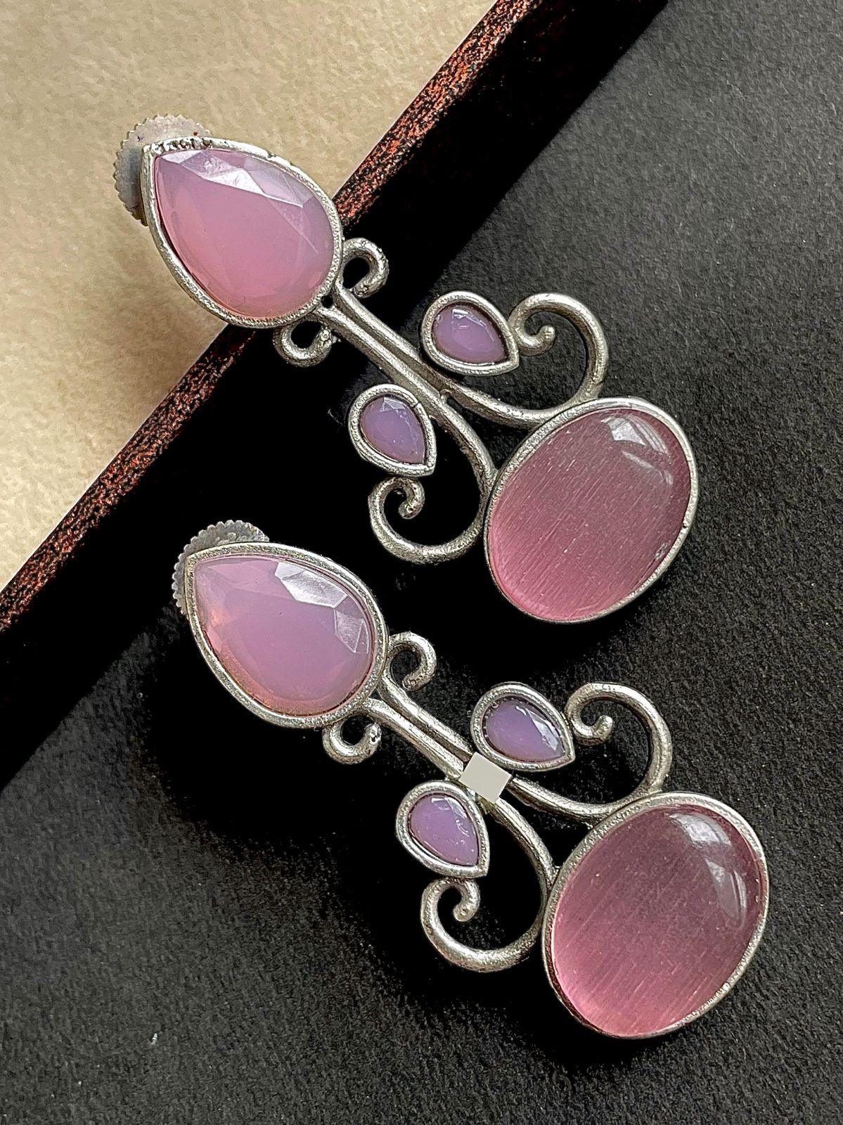 Silver Replica Monalisa Stone Stud Earring