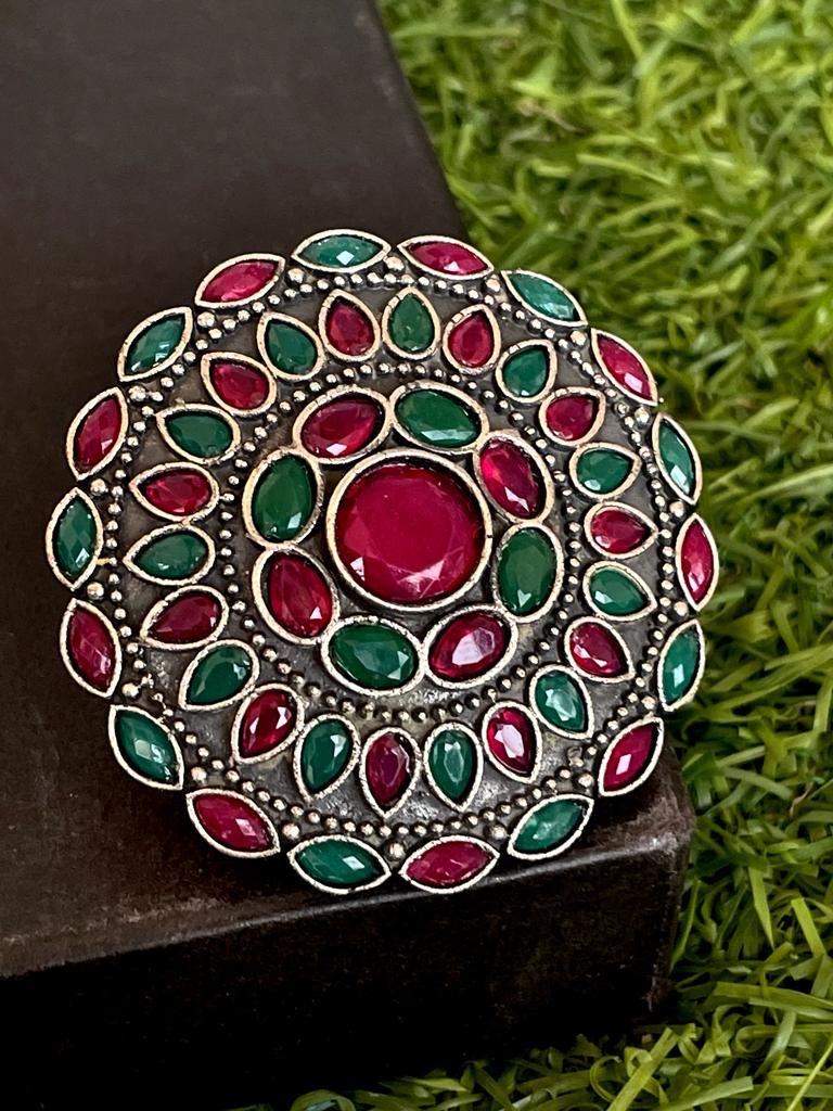 Monalisa Stone Oxidized Ring