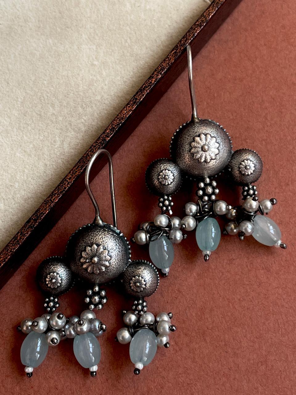 Monalisa Stone Oxidized Stud Earring