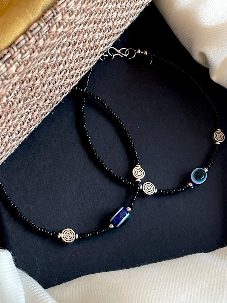 Black Beads Evel Eye Trendy Anklets