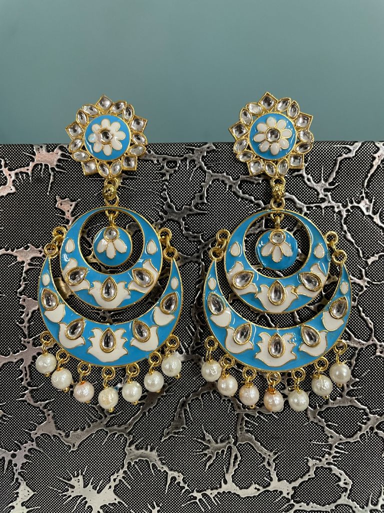 Meenakati Double Chandbali Beaded Earring