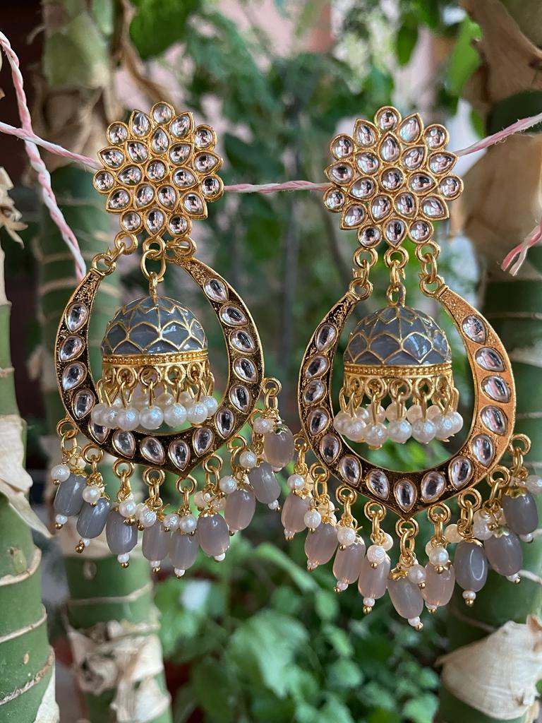 Meenakari Stone and Beaded Big Partywear Earring