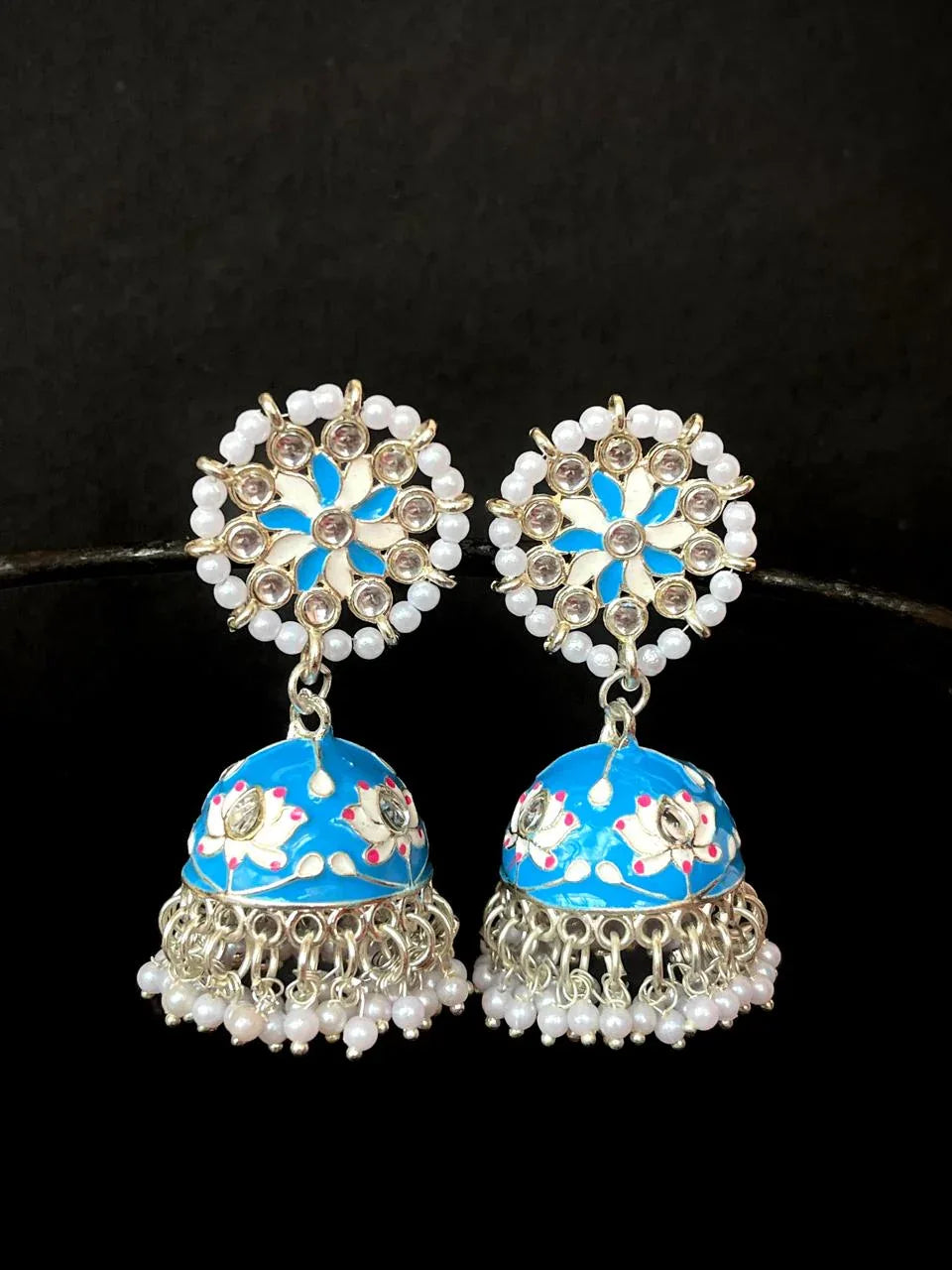 Meenakari Floral Top with Beaded Jhumka Earring