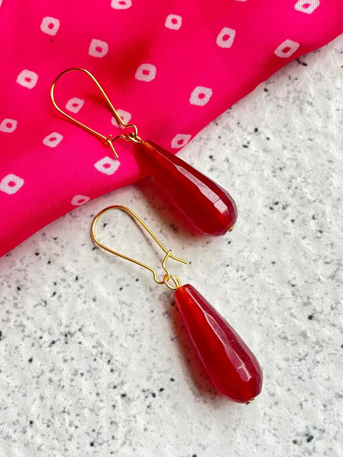 Semi Precious Droplet Stone Earring