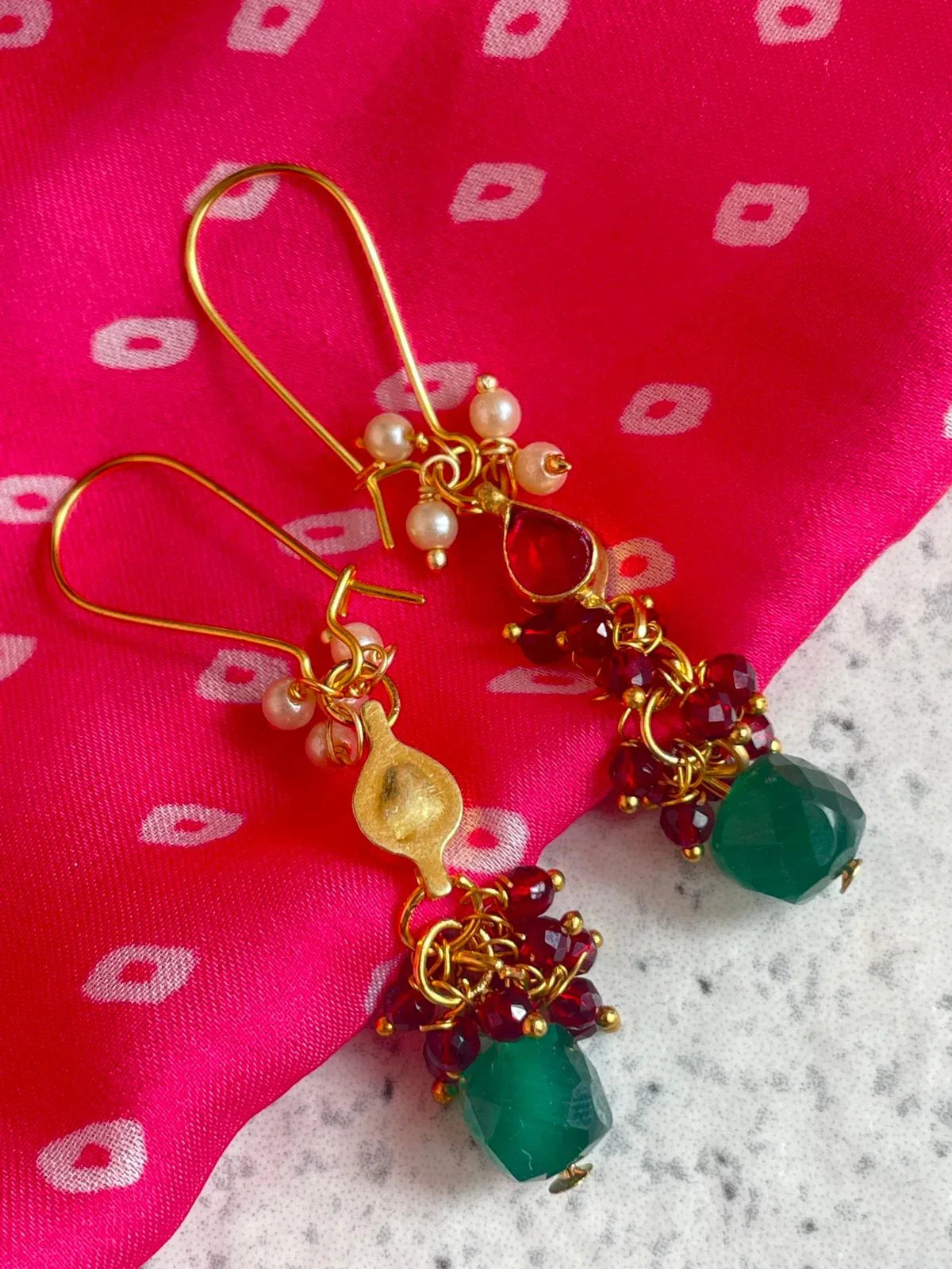 Kundan Zade Cut Stone Earring with Cheed