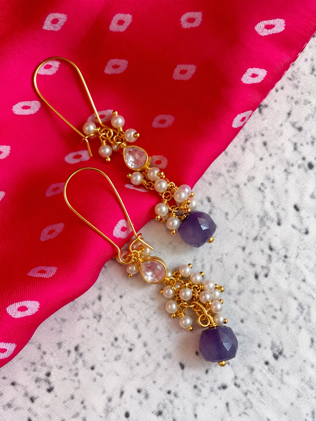 Kundan Zade Cut Stone Earring with Cheed