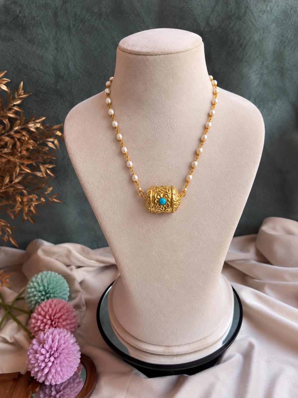 Meenakari Ball Pendant Beaded Chain Necklace