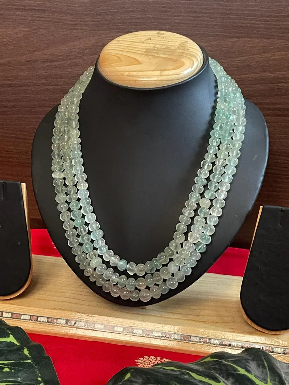 Stone Pumpkin Beads Three Layered Mala
