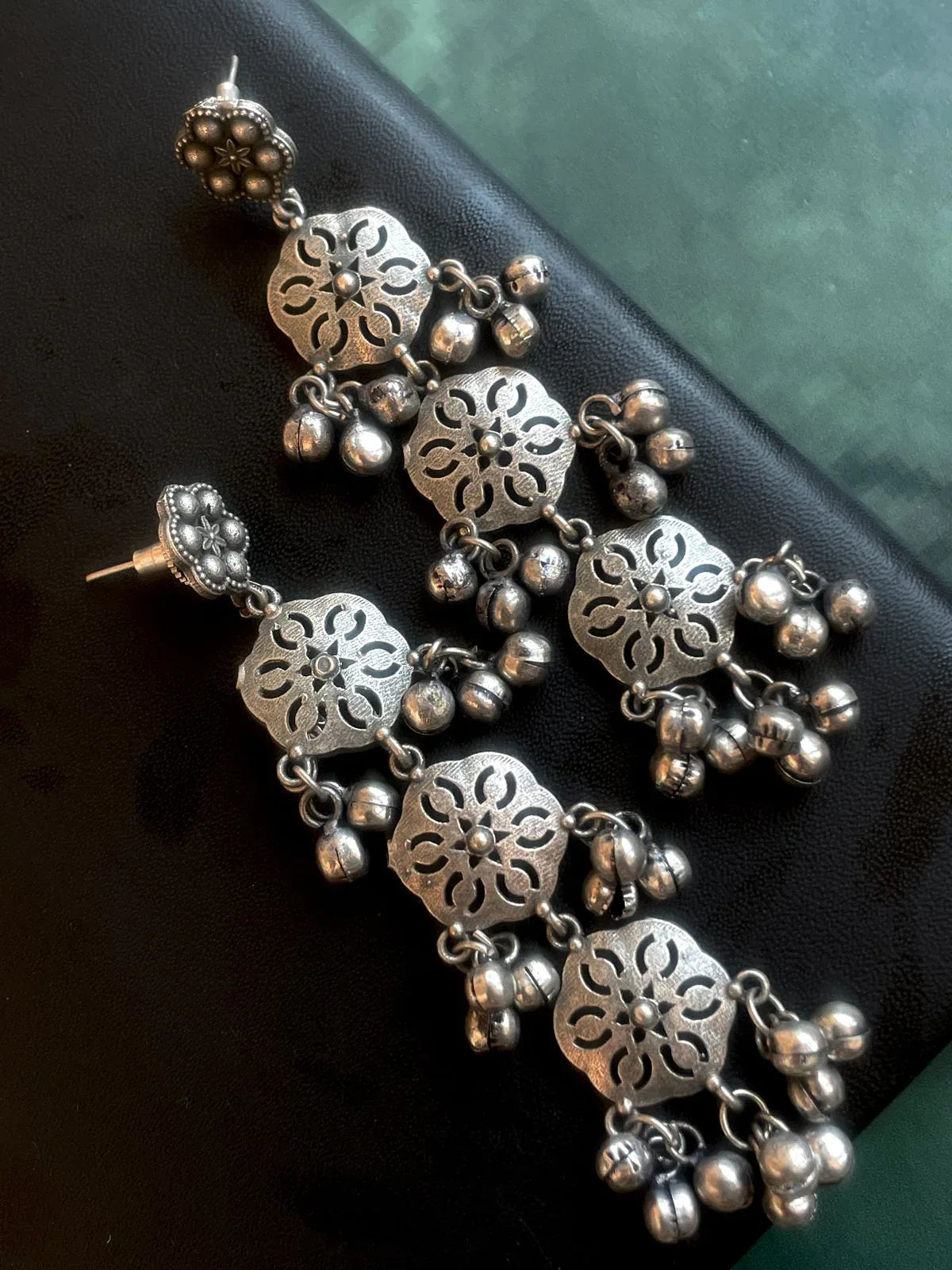 Black Polish Oxidized Long Earring
