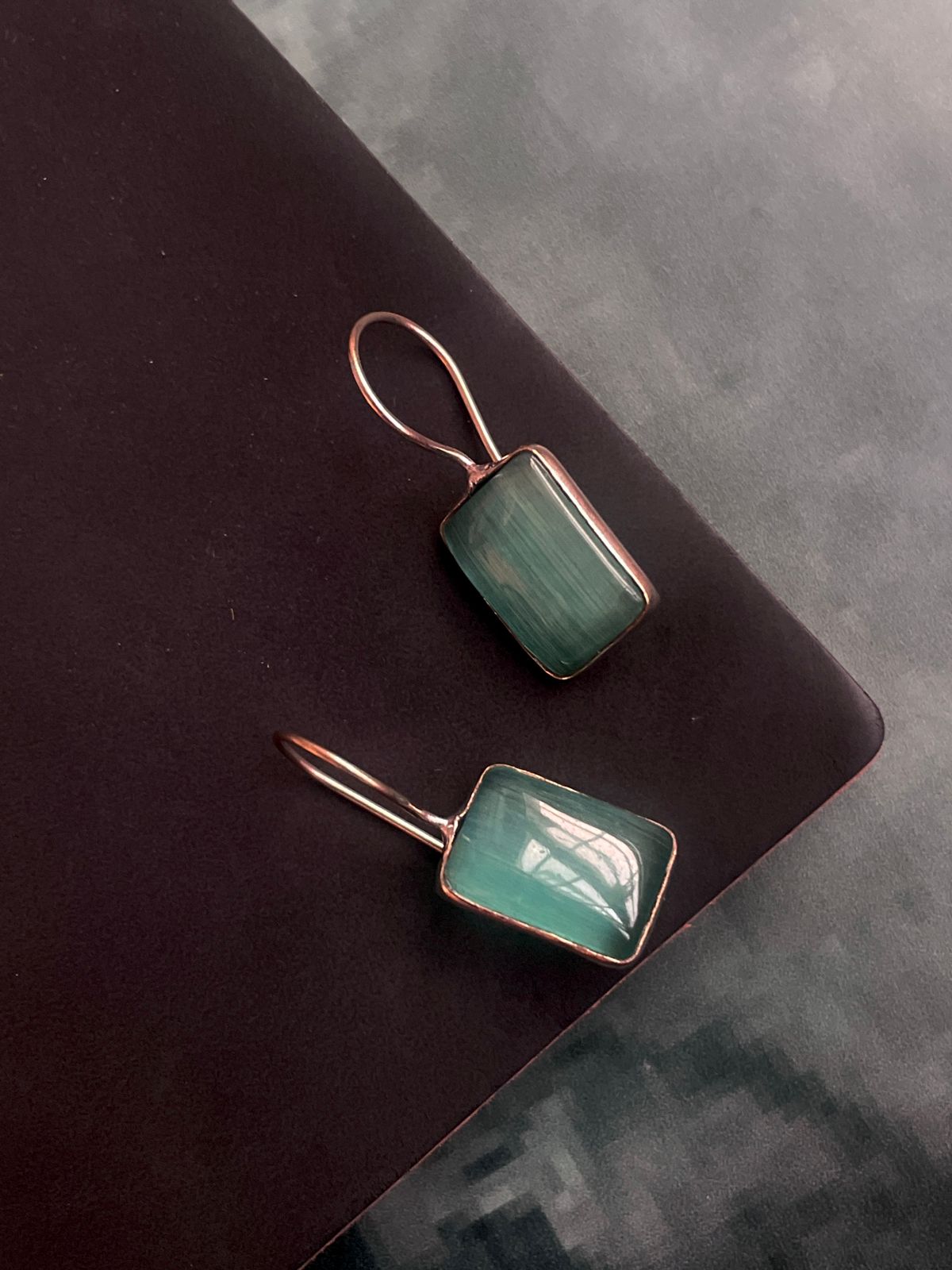 Monalisa Stone Oxidized Stud Earring