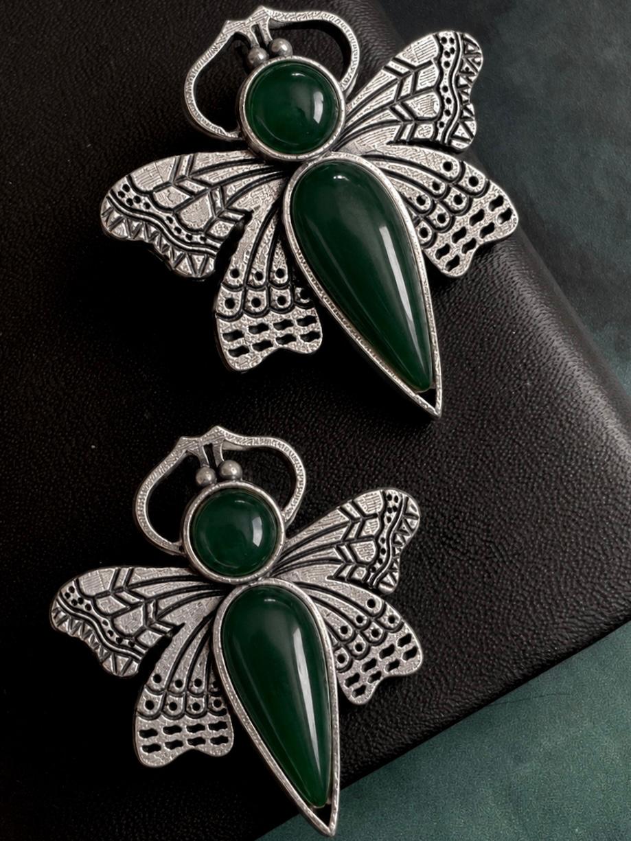 Butterflies Shape Oxidized Stud Earring