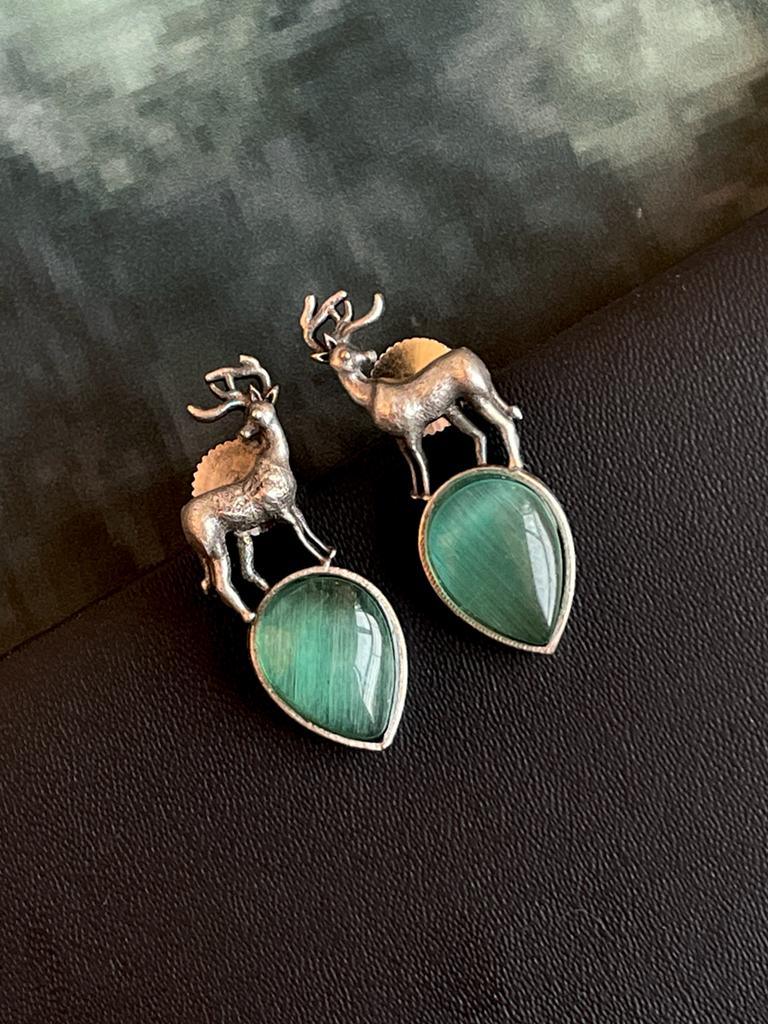 Deer Shape Oxidized Stud Earring