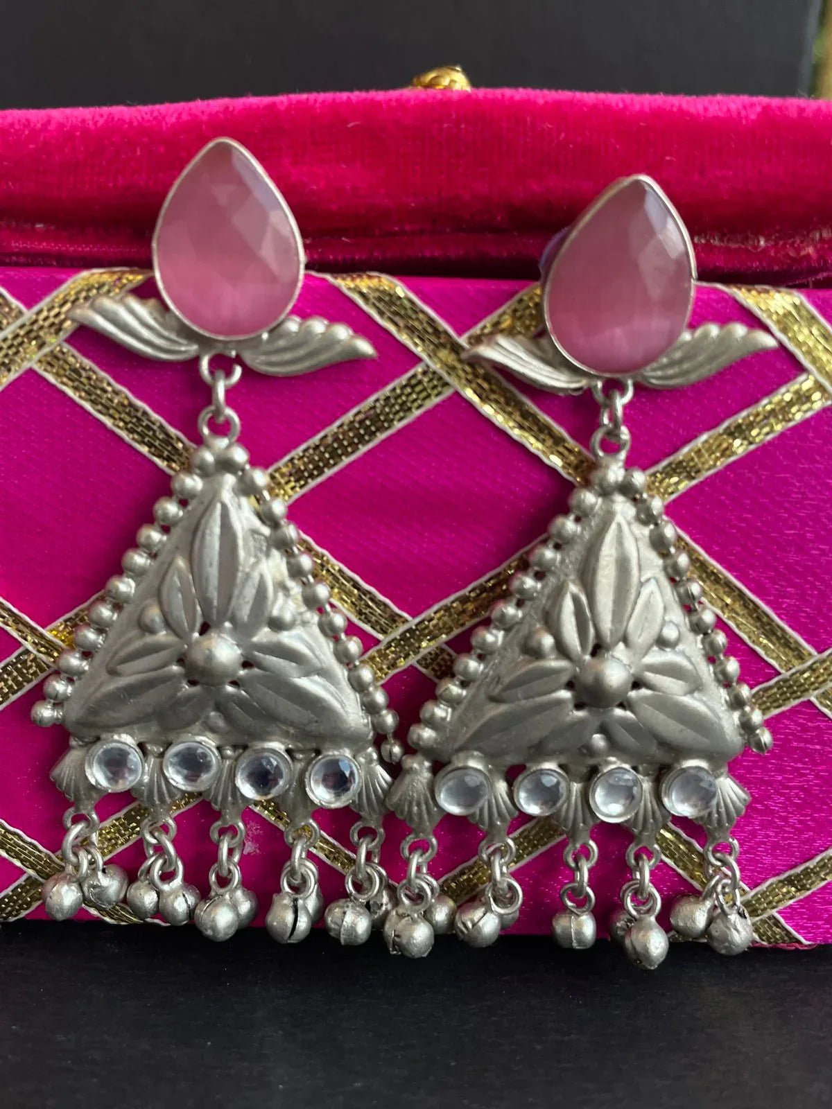 Monalisa Stone Silver Replica Geometrical shape Earring