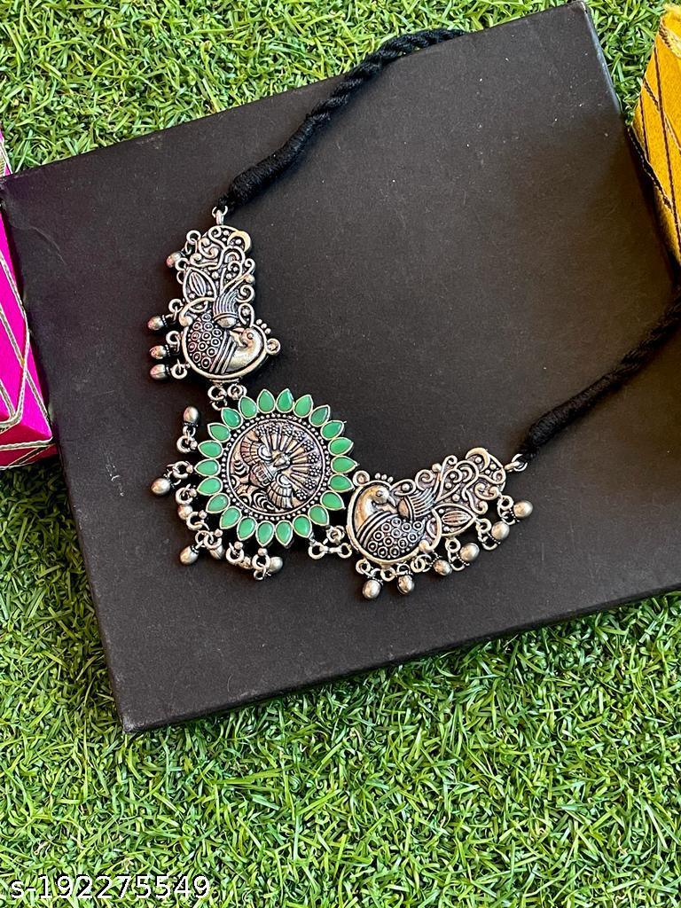 Oxidized Antique Peacock Choker Necklace
