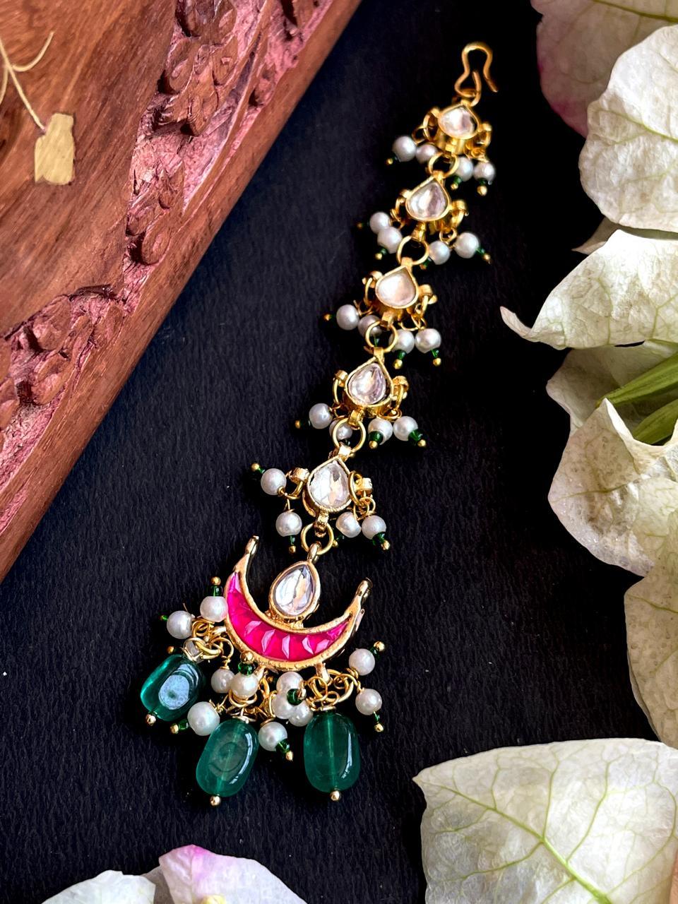 Stone Beads with Pachi Kundan Beaded Mangtika – Prettiq