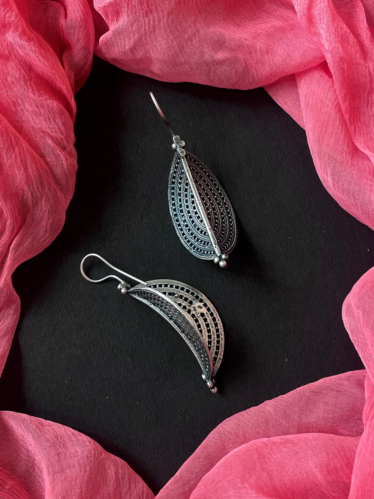 Oxidized Floral Ethnic Earring