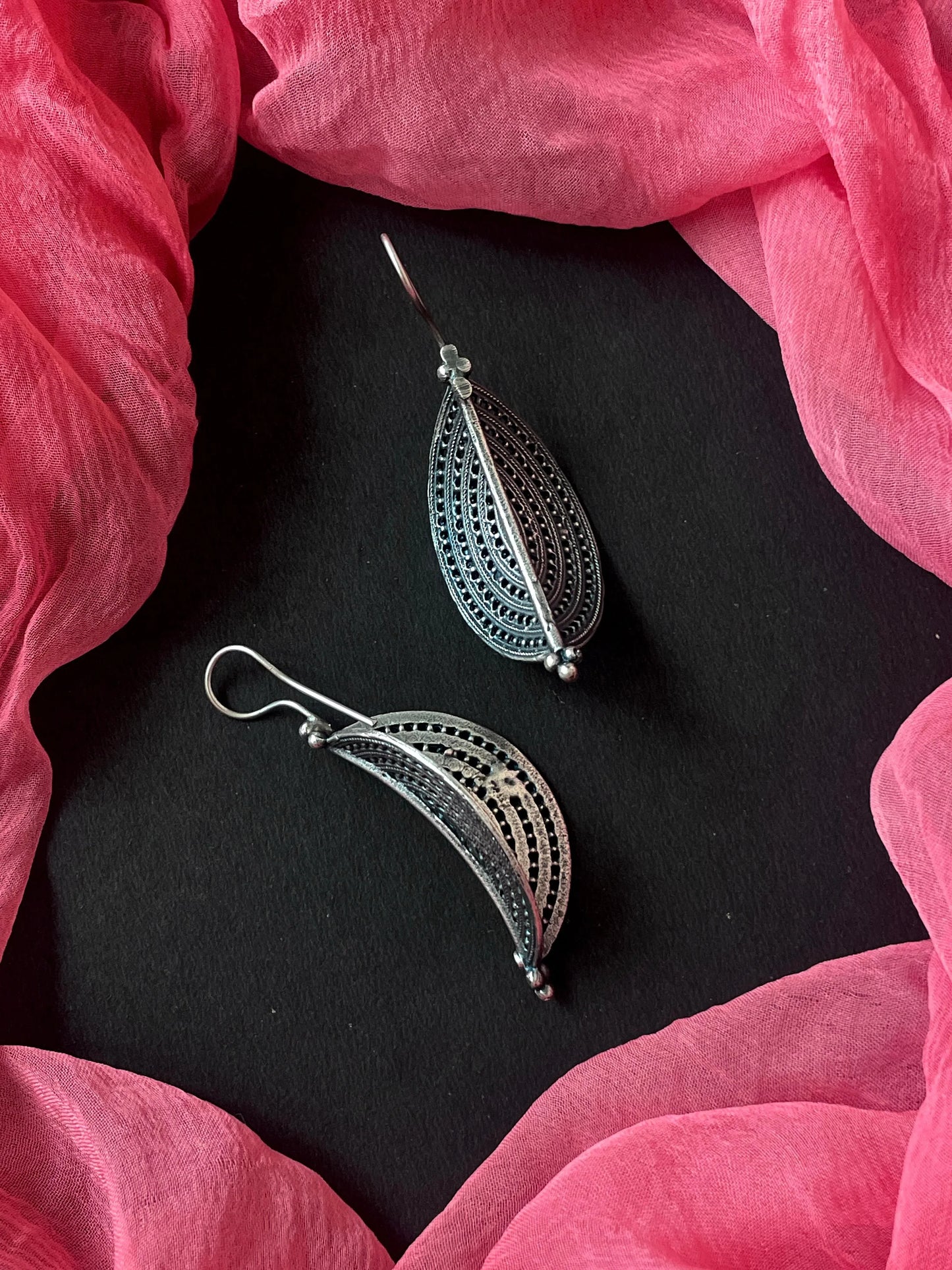 Oxidized Floral Ethnic Earring