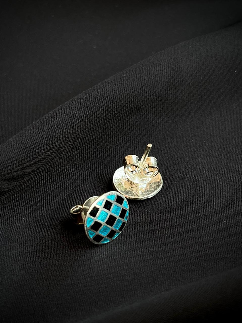 Meenakari Geometrical 92.5 Silver Stud Earring