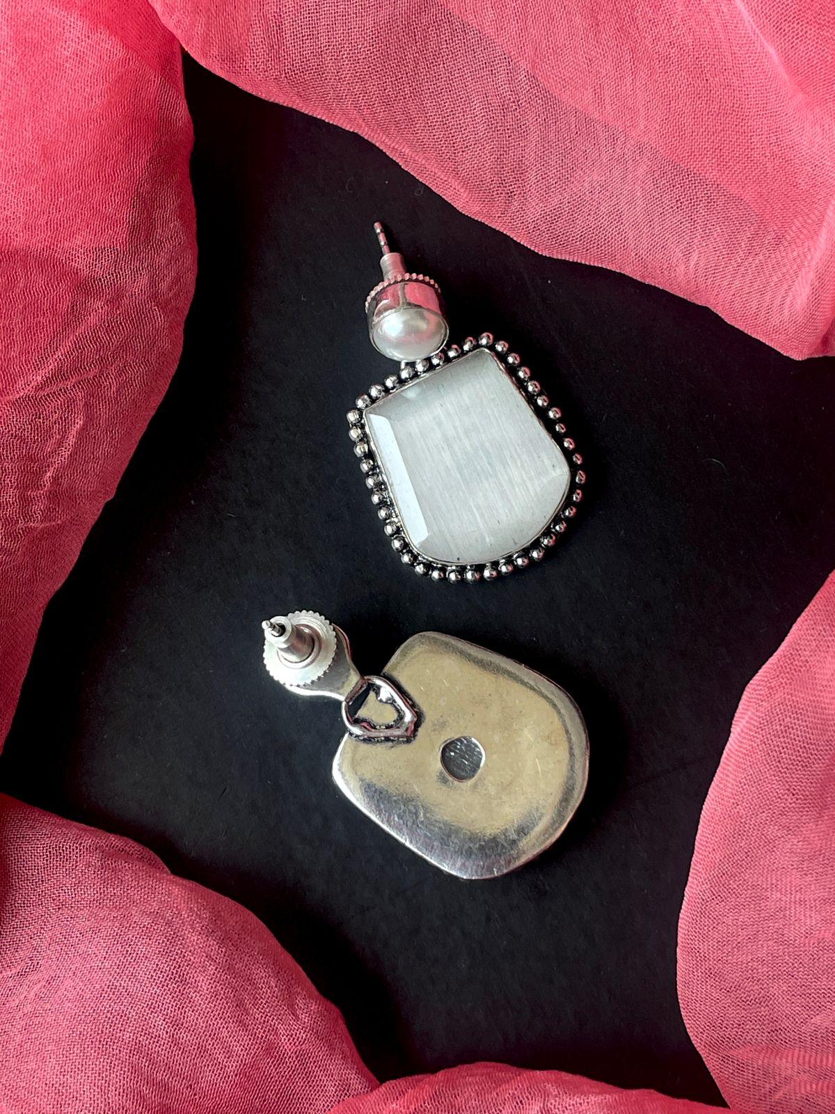 Monalisa Stone Silver Replica Earring