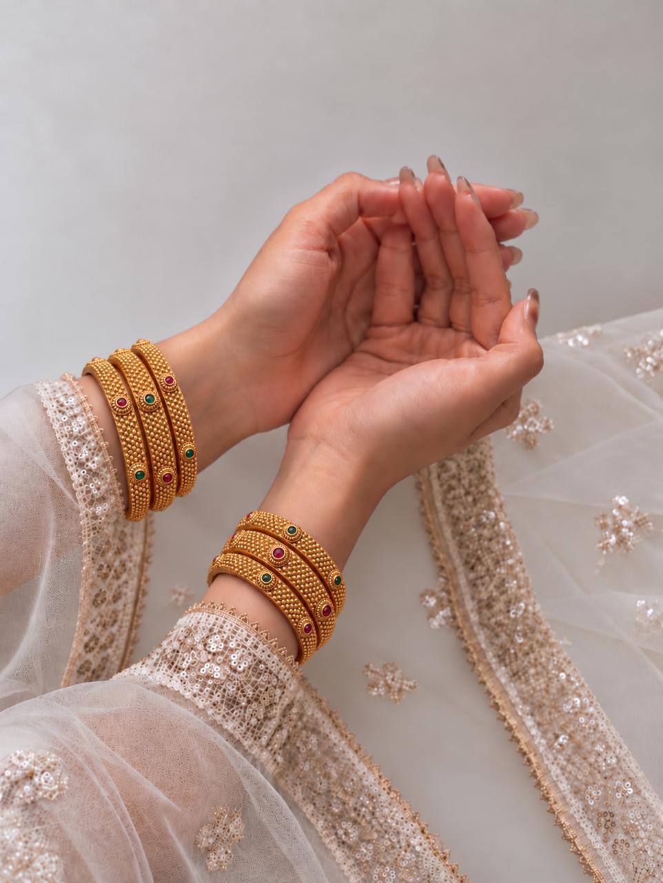 Golden Ethnic Partywear Bangles (6pcs set)